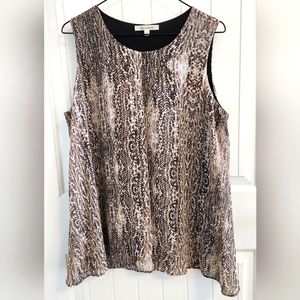 Quintessential Snake Print Back Split Shirt Blouse Size Large